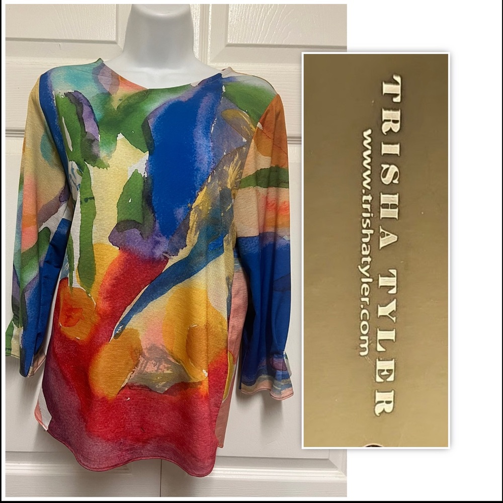Trisha Tyler Multicolor Watercolor Splash Top